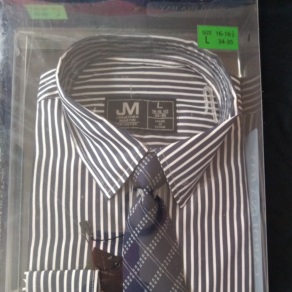 Men's Navy Stripe Dress Shirt